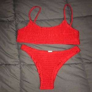 Romwe Red Scrunched Bikini